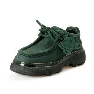 Burberry Women's "Creeper Lace Up" Vine Green Leather Boots Shoes US 6 EUR 36